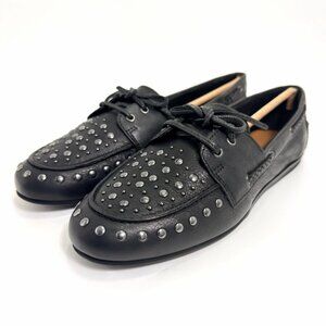 Lucky Brand Women"s Timini Studded Moccasin Boat Shoe Black Loafers Size 9.5